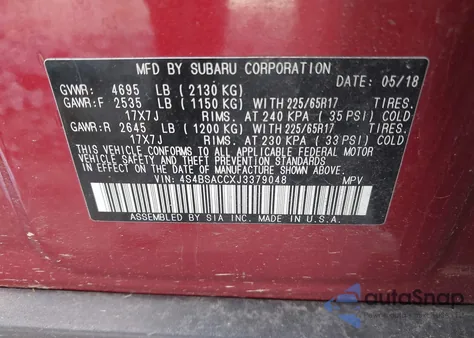 2018 Subaru Outback 2.5I Premium z USA, uszkodzony, nr VIN 4S4BSACCXJ3379048